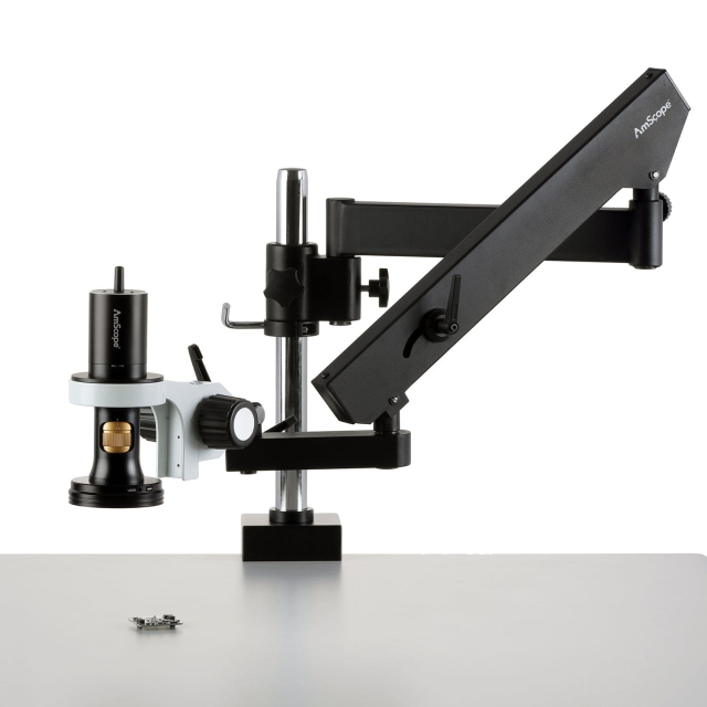 AmScope DM756W2-APC 1080p All-in-One Wi-Fi/USB Digital Microscope 0.7X-5.6X Magnification w/ Zoom Optics on Articulating Arm w/ Pillar
