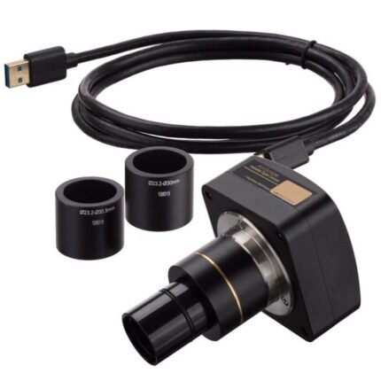 AmScope MU120-FL 1.2MP USB 2.0 High-sensitivity Color CMOS C-Mount Microscope Camera with Reduction Lens and Calibration Slide