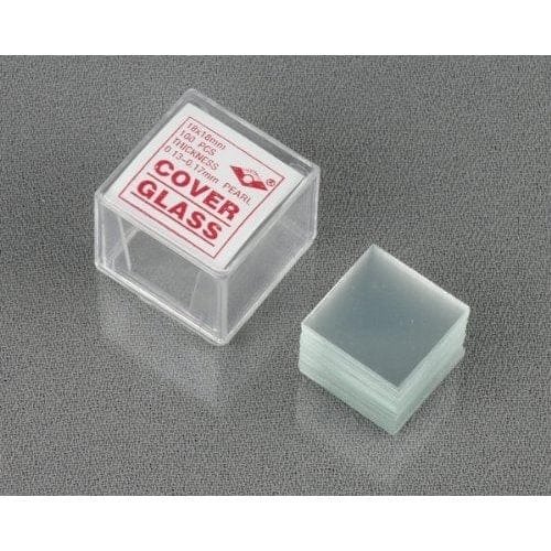 imageye___-_imgi_46_microscope-cs-s18-100.jpeg AmScope CS-S18-100 100pc Pre-Cleaned Microscope Glass Cover Slides Coverslips 18mmx18mm Square - Image 1