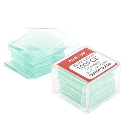 AmScope CS-S22-100 100pc Pre-Cleaned 22mm x 22mm Square Microscope Glass Cover Slides Coverslips