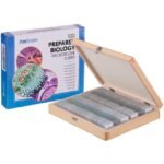 AmScope PS100A 100pc Prepared Glass Microscope Slides in Wood Case with Mammal, Bird, Insect, Amphibian and Plant Specimens - SET A