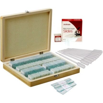 AmScope PS100E-72P100S22-50PP 100 Biology Prepared Microscope Slides - SET E, Blank Slide Coverslip Set and Pipettes